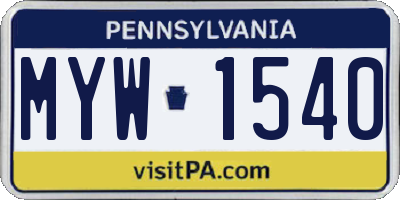 PA license plate MYW1540