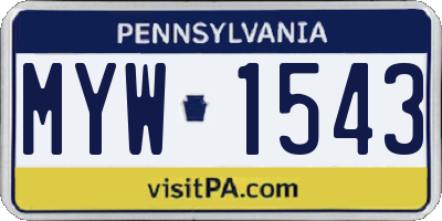 PA license plate MYW1543