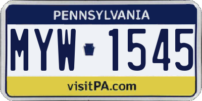 PA license plate MYW1545