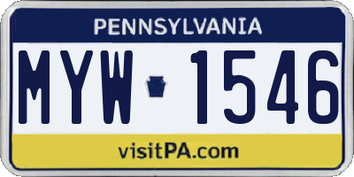 PA license plate MYW1546