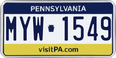PA license plate MYW1549