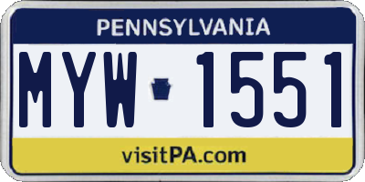 PA license plate MYW1551