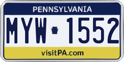 PA license plate MYW1552