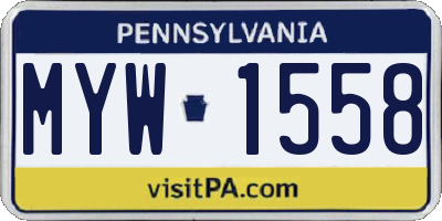 PA license plate MYW1558