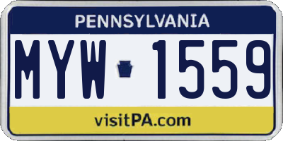 PA license plate MYW1559