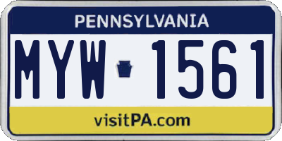 PA license plate MYW1561