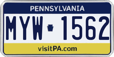 PA license plate MYW1562