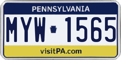 PA license plate MYW1565