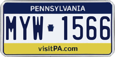 PA license plate MYW1566