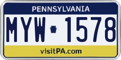 PA license plate MYW1578