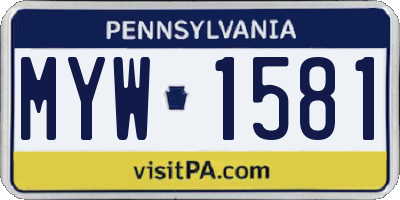 PA license plate MYW1581