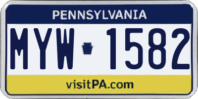 PA license plate MYW1582
