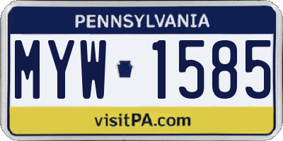 PA license plate MYW1585
