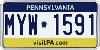 PA license plate MYW1591