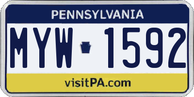 PA license plate MYW1592
