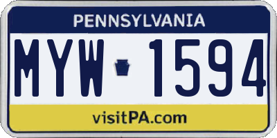 PA license plate MYW1594
