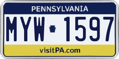 PA license plate MYW1597