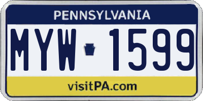PA license plate MYW1599