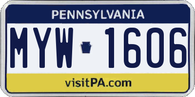 PA license plate MYW1606