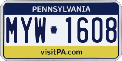 PA license plate MYW1608
