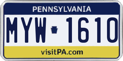 PA license plate MYW1610