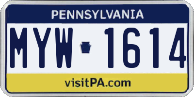 PA license plate MYW1614