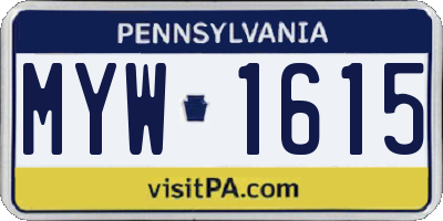PA license plate MYW1615