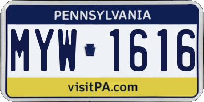 PA license plate MYW1616