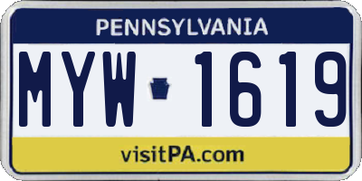 PA license plate MYW1619