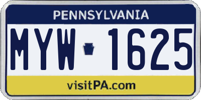 PA license plate MYW1625