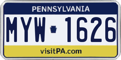 PA license plate MYW1626