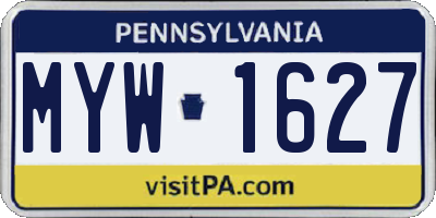 PA license plate MYW1627