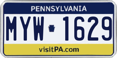 PA license plate MYW1629