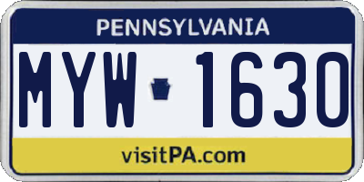 PA license plate MYW1630