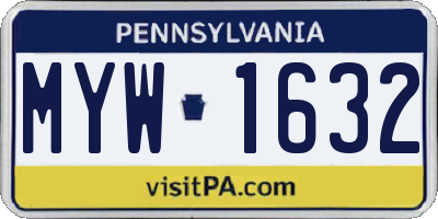 PA license plate MYW1632