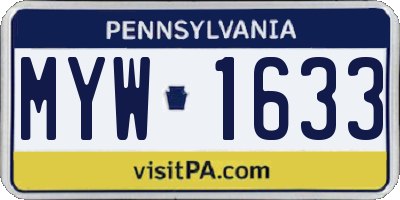 PA license plate MYW1633
