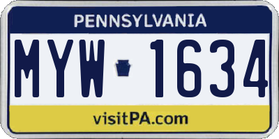 PA license plate MYW1634
