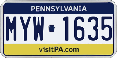 PA license plate MYW1635