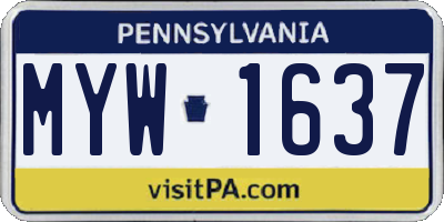 PA license plate MYW1637
