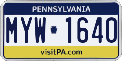 PA license plate MYW1640