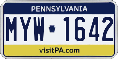 PA license plate MYW1642