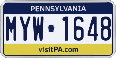 PA license plate MYW1648