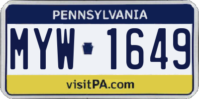 PA license plate MYW1649