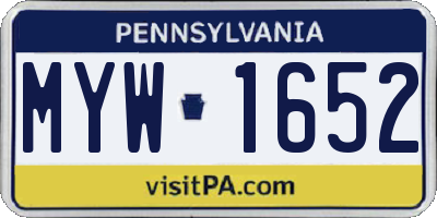 PA license plate MYW1652