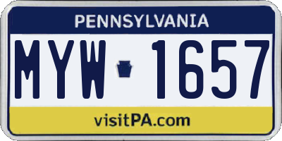 PA license plate MYW1657