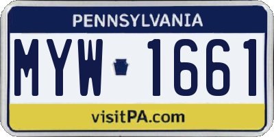 PA license plate MYW1661