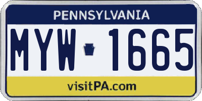 PA license plate MYW1665