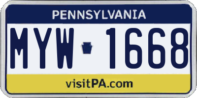 PA license plate MYW1668