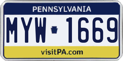 PA license plate MYW1669