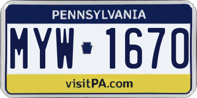 PA license plate MYW1670